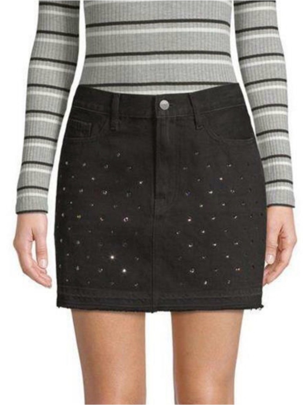 Frame Denim Black Embellished Mini Skirt